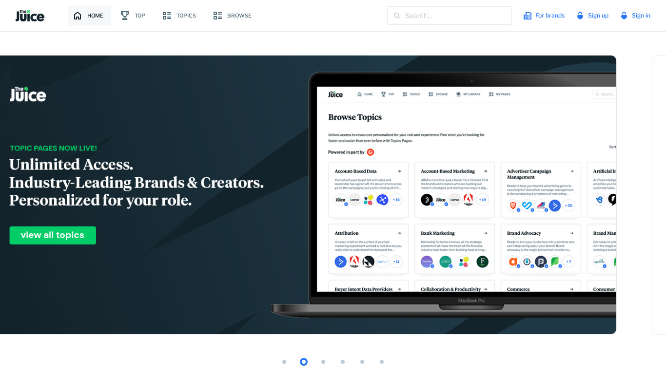The Juice Landing page