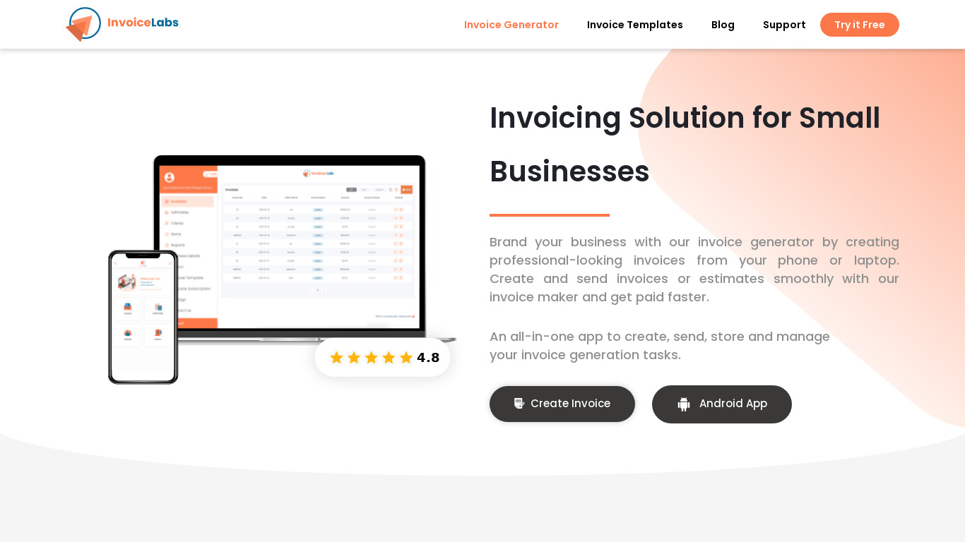 InvoiceLabs.co Landing page