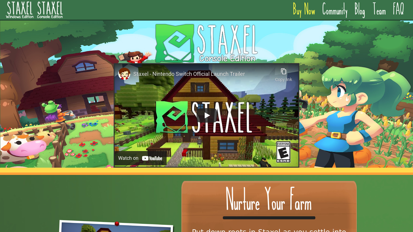 Staxel Landing page