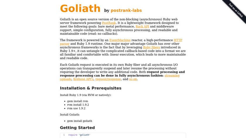 Goliath Landing Page