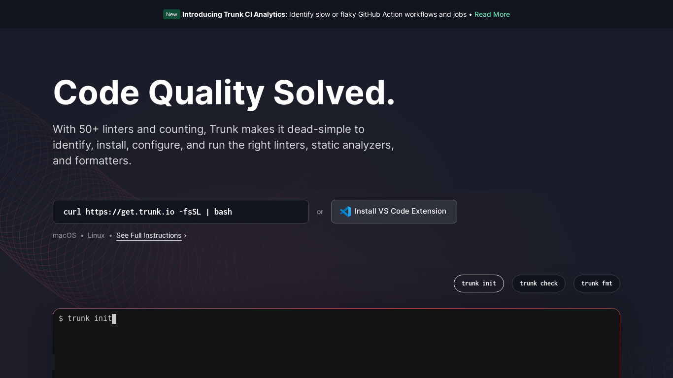 Trunk.io Check Landing page
