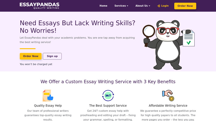 Essay Pandas Landing Page