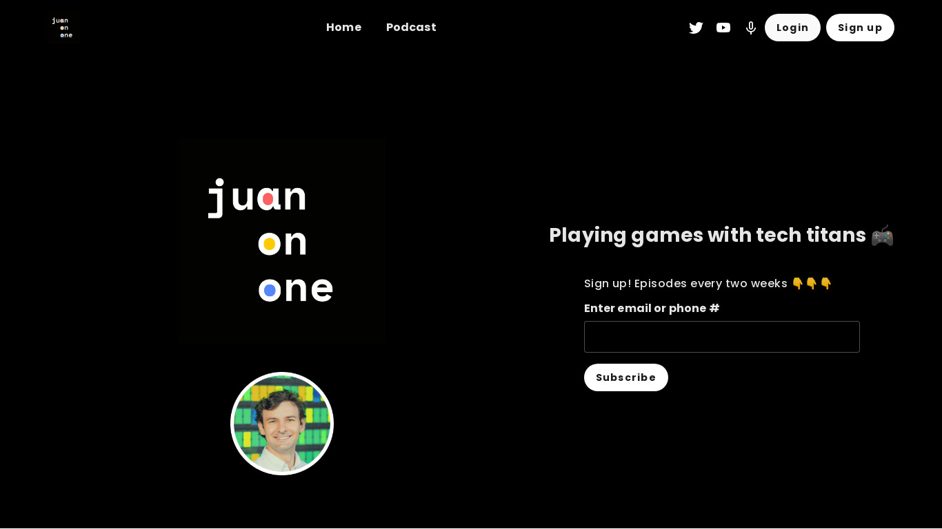Juan on One Landing page