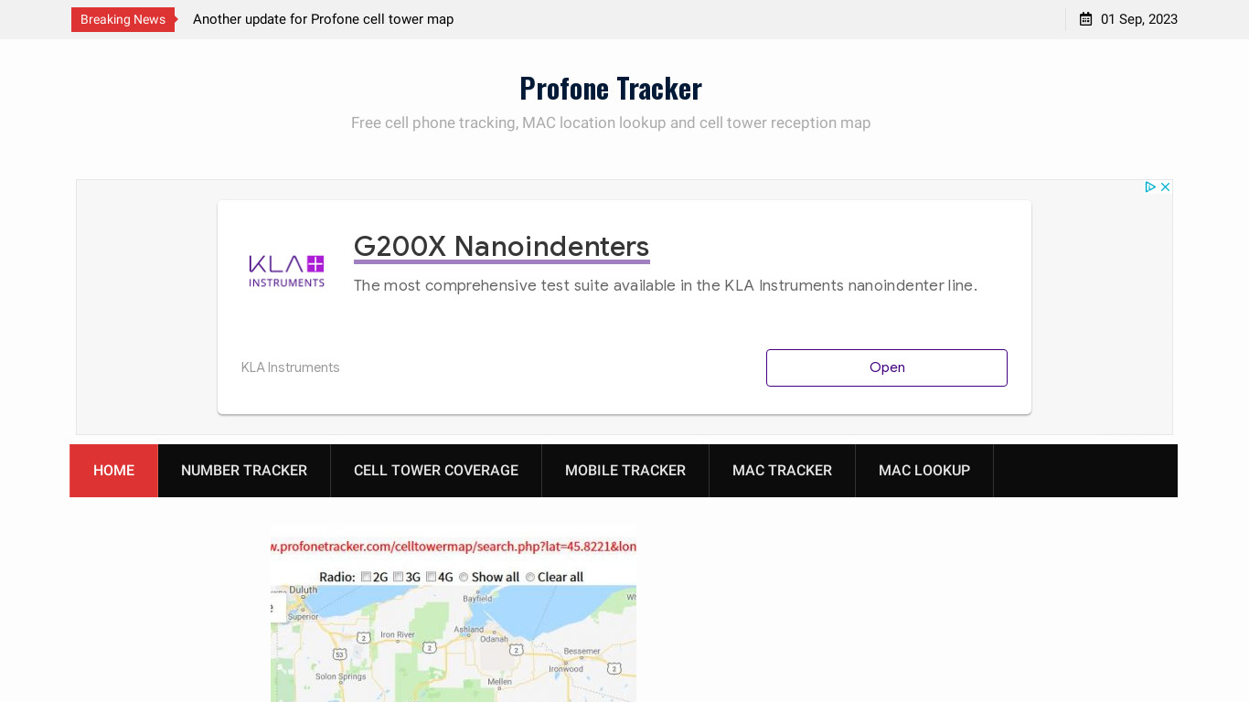 Profone Tracker Landing page