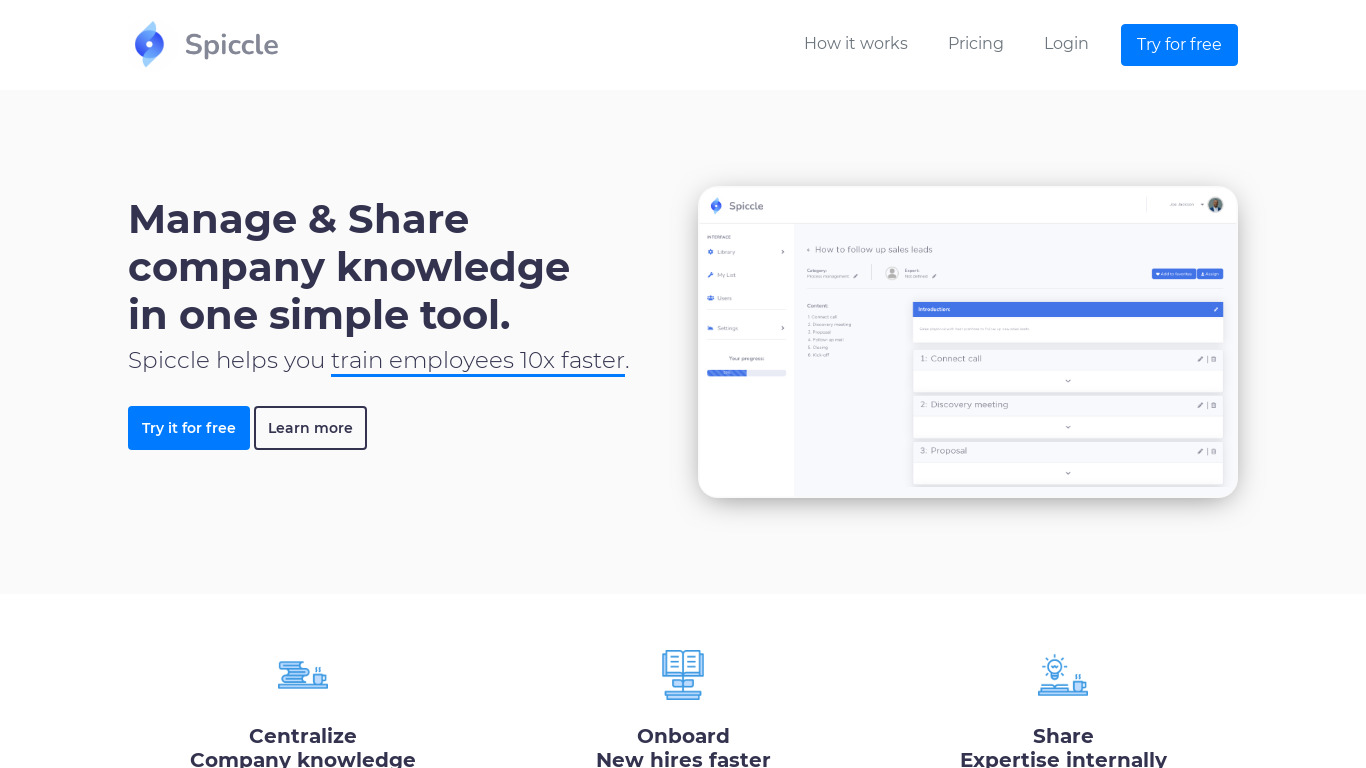 Spiccle Landing page