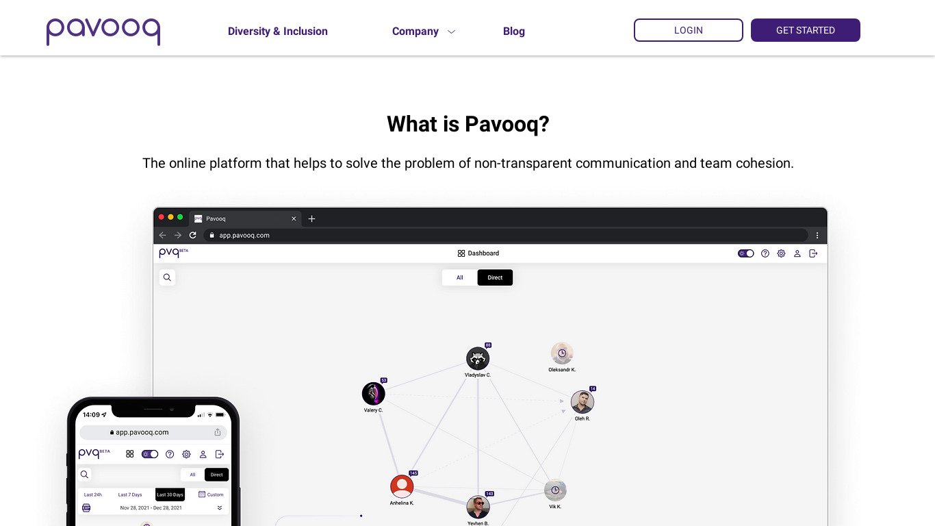 Pavooq Landing page