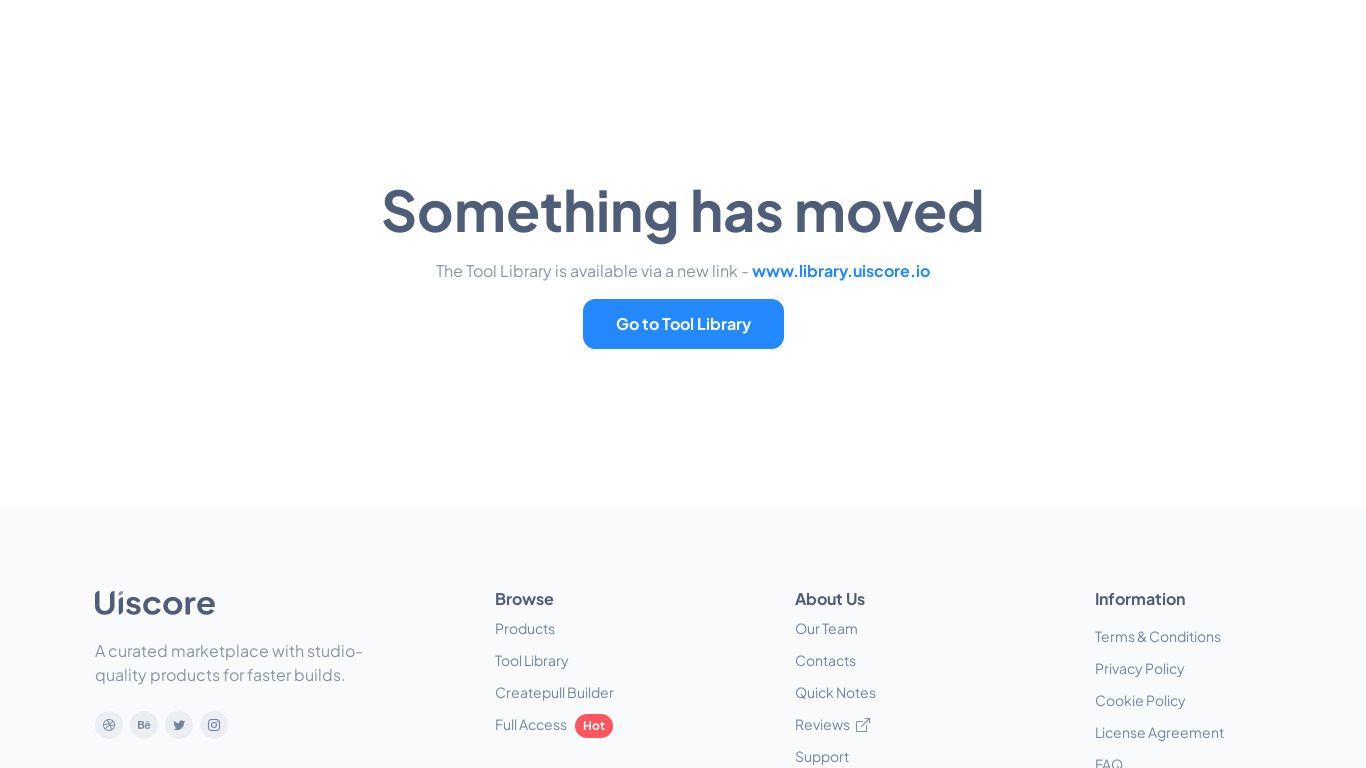 Tool Library by Uiscore Landing page