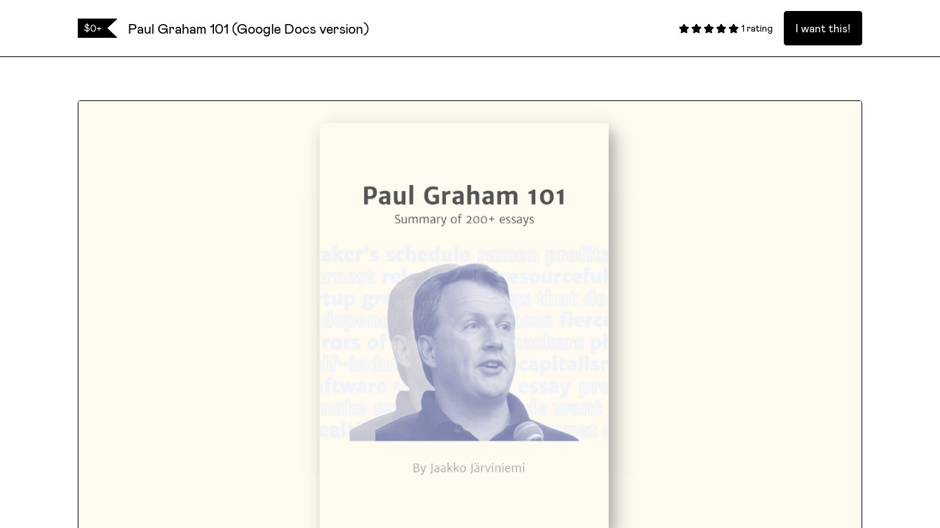 Paul Graham 101 Landing page