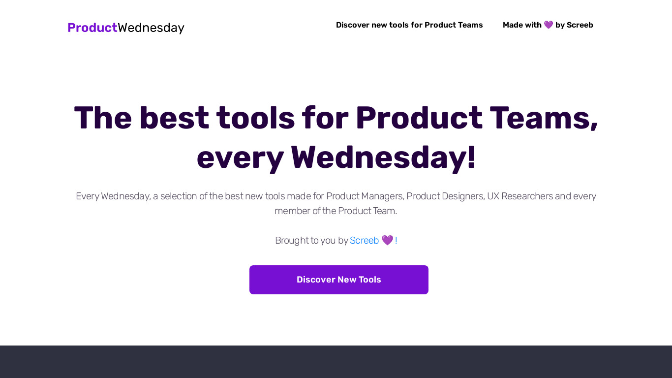 Product Wednesday Landing page