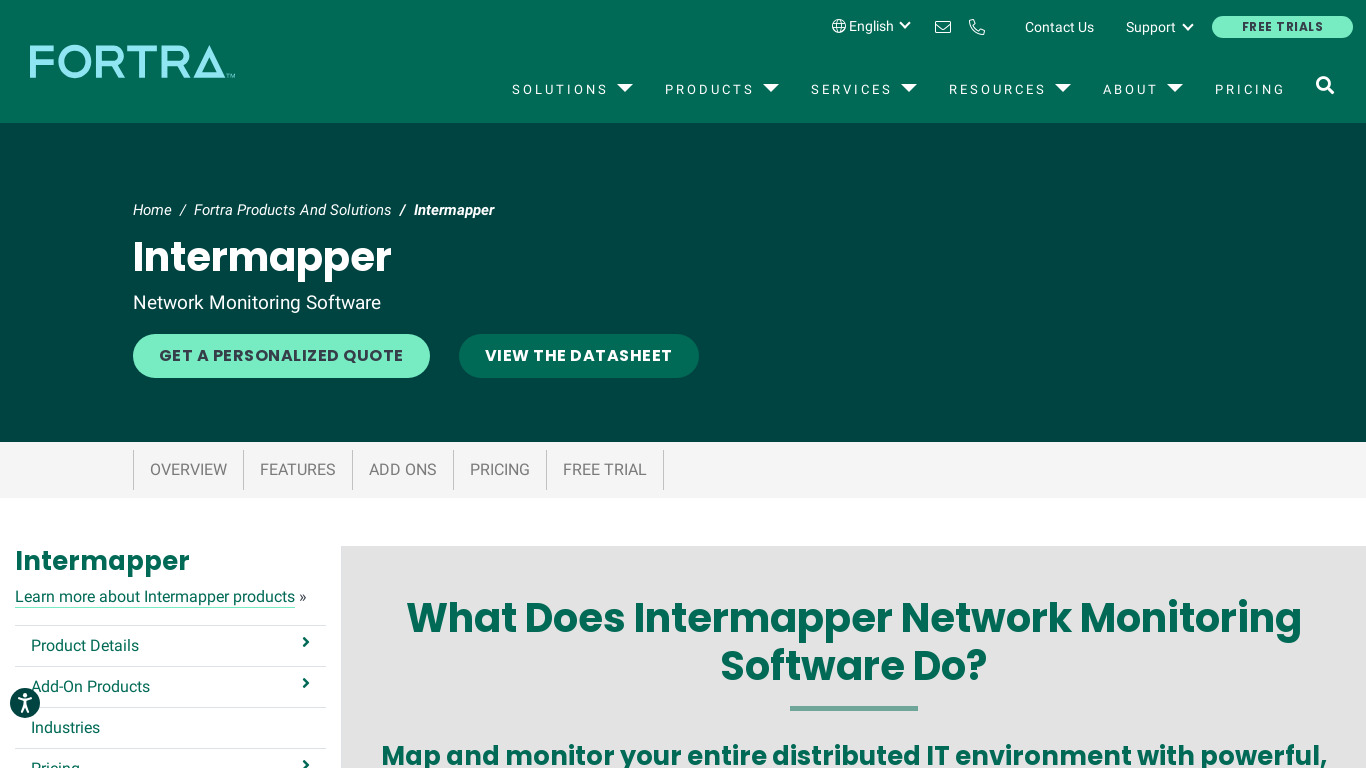 Intermapper Network Monitoring Software Landing page