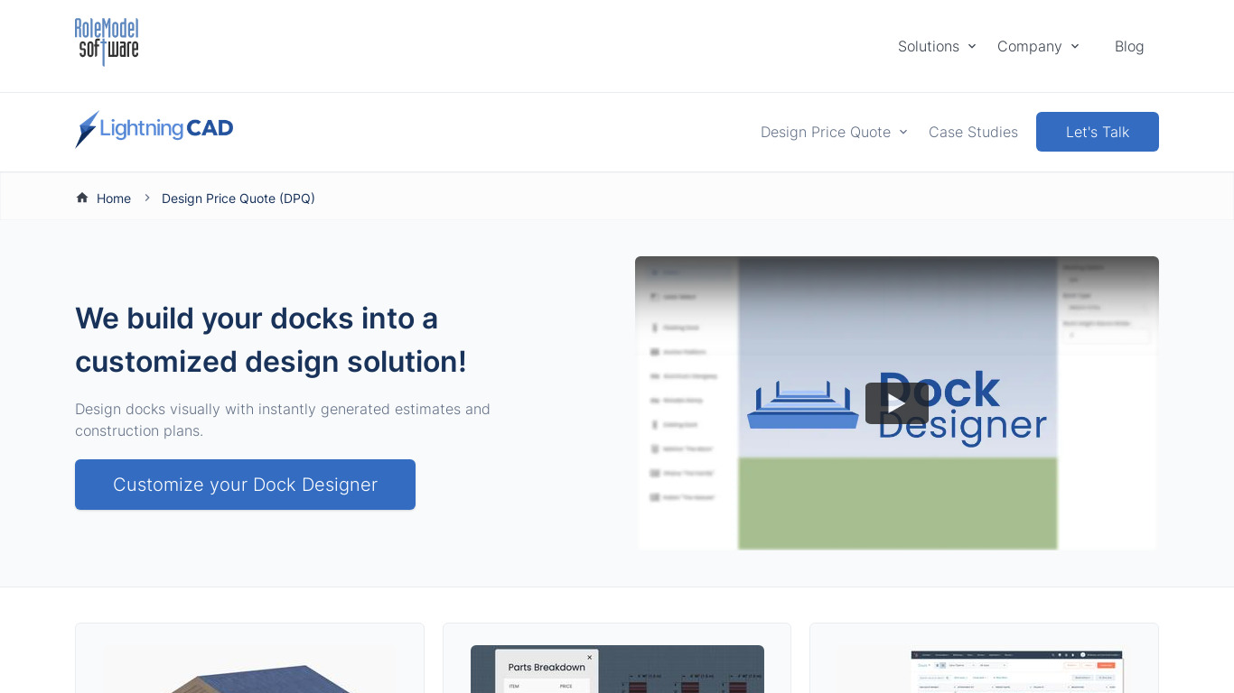 Dock Designer Landing page