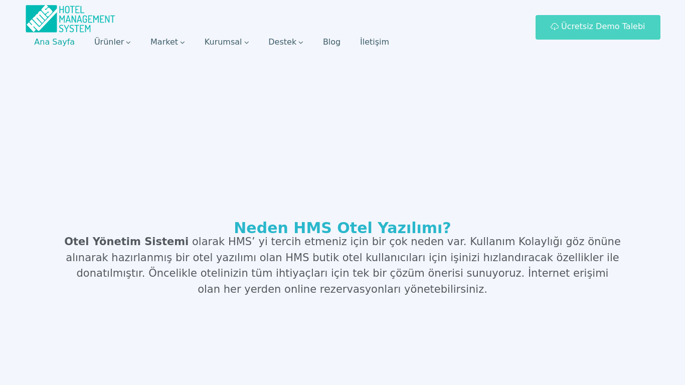HMS Hotel Management Systems Landing page