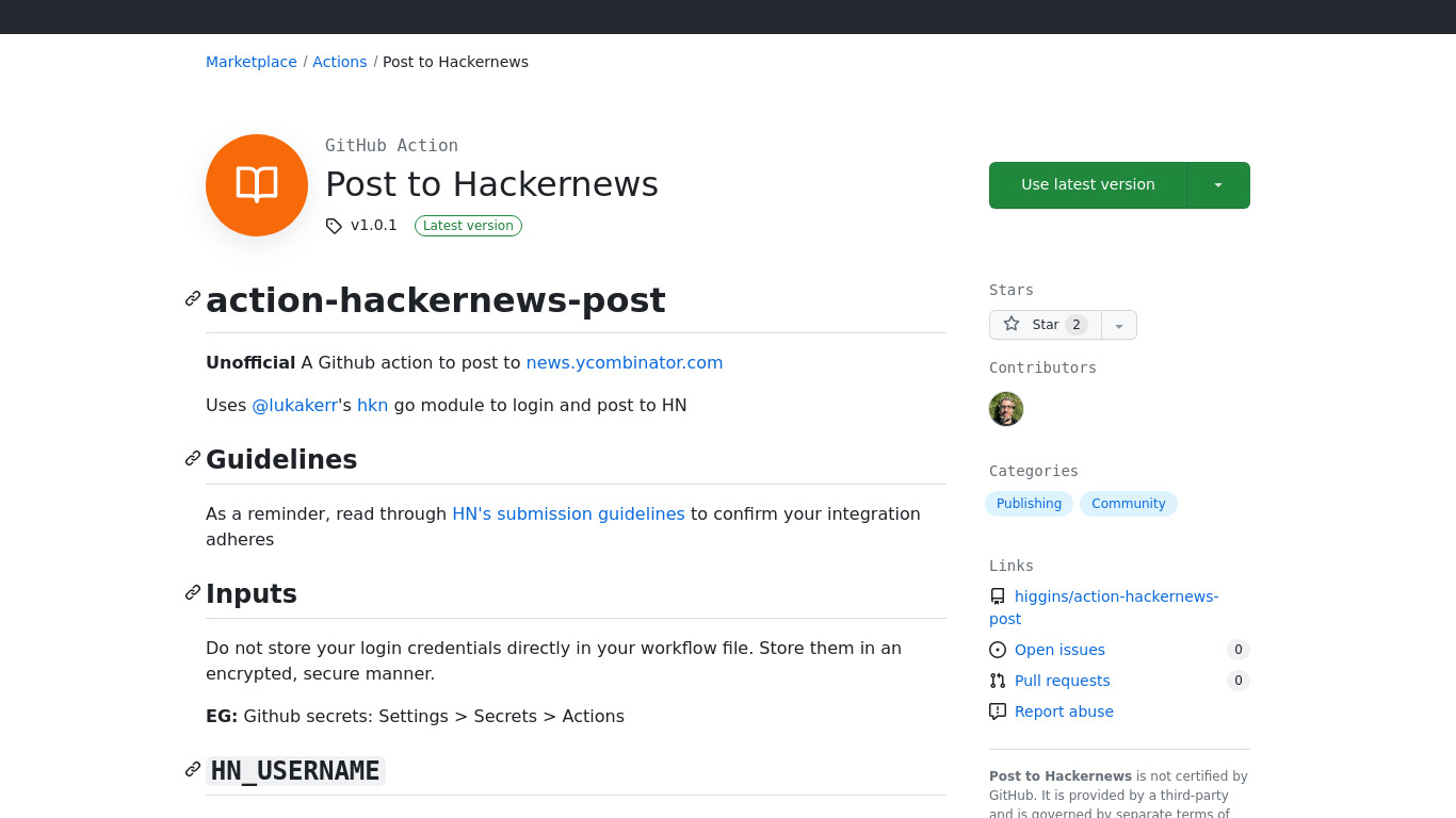 Post to HackerNews Landing page