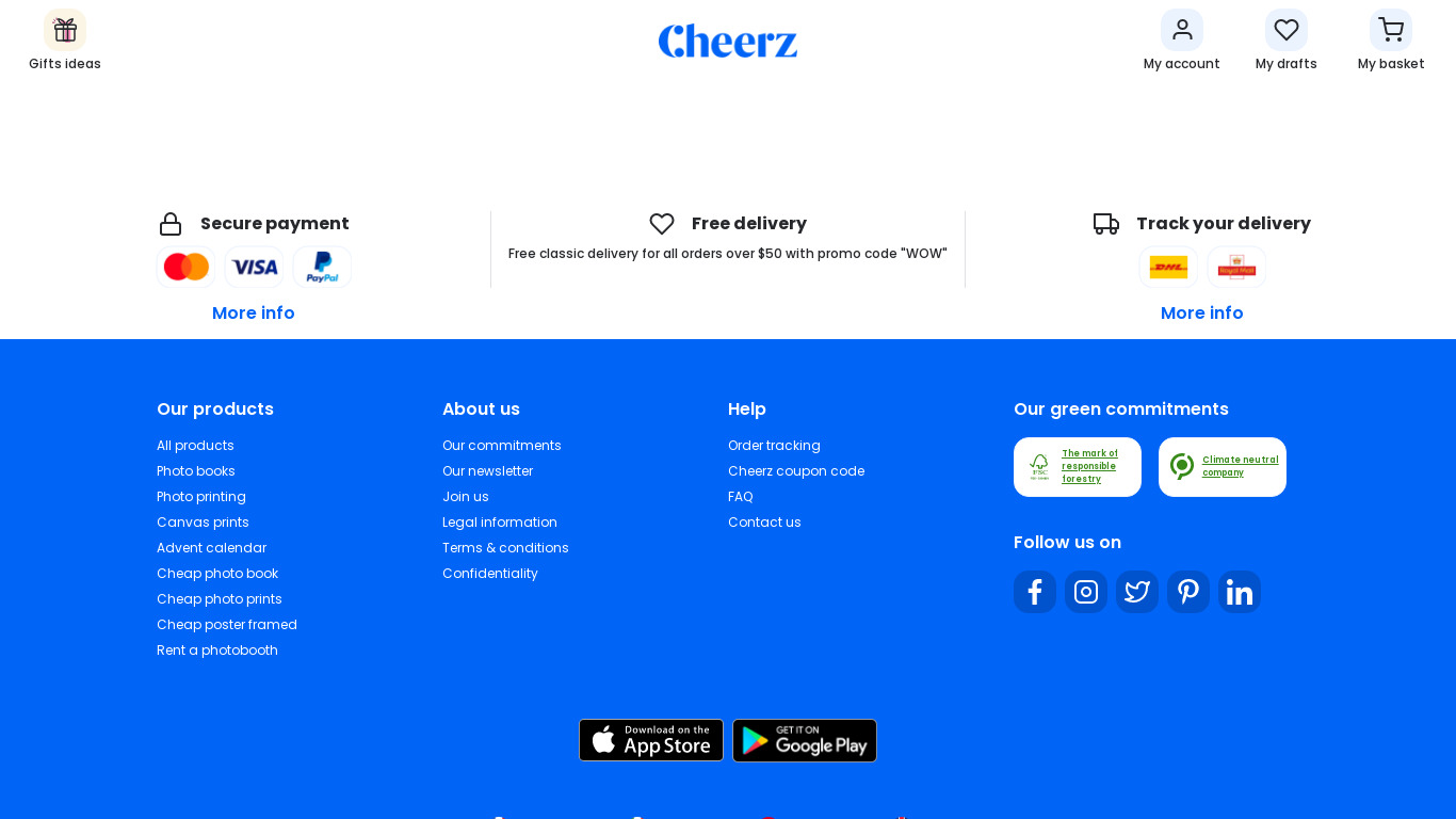 CHEERZ – Photo Printing Landing page