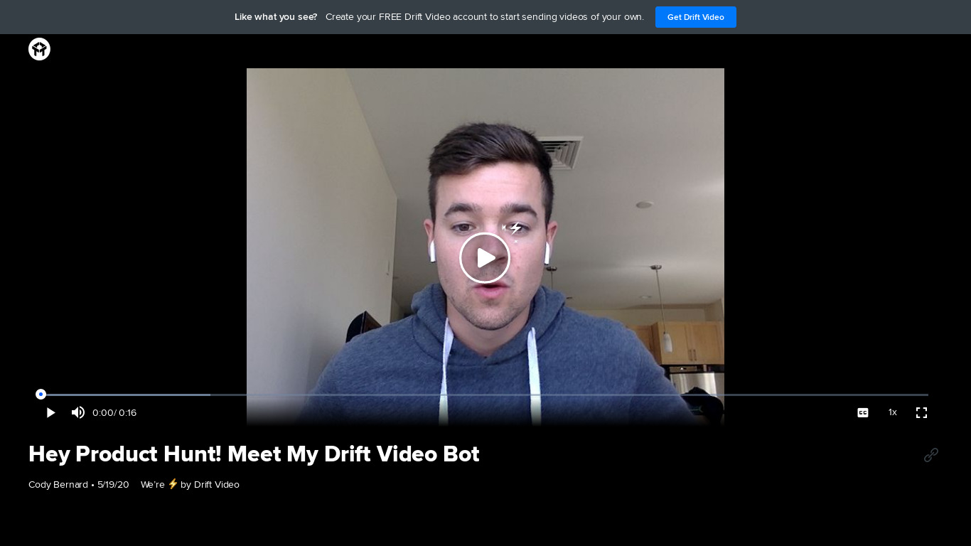 Drift Video Bot Landing page