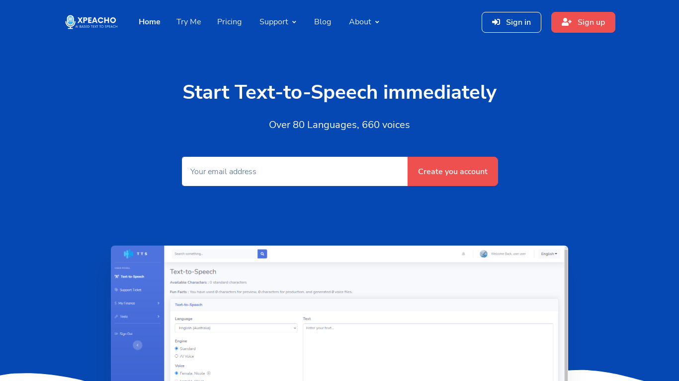 Xpeacho Landing page