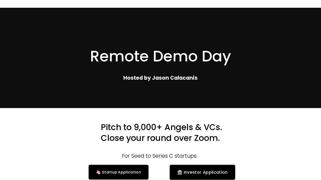 Remote Demo Day Landing page