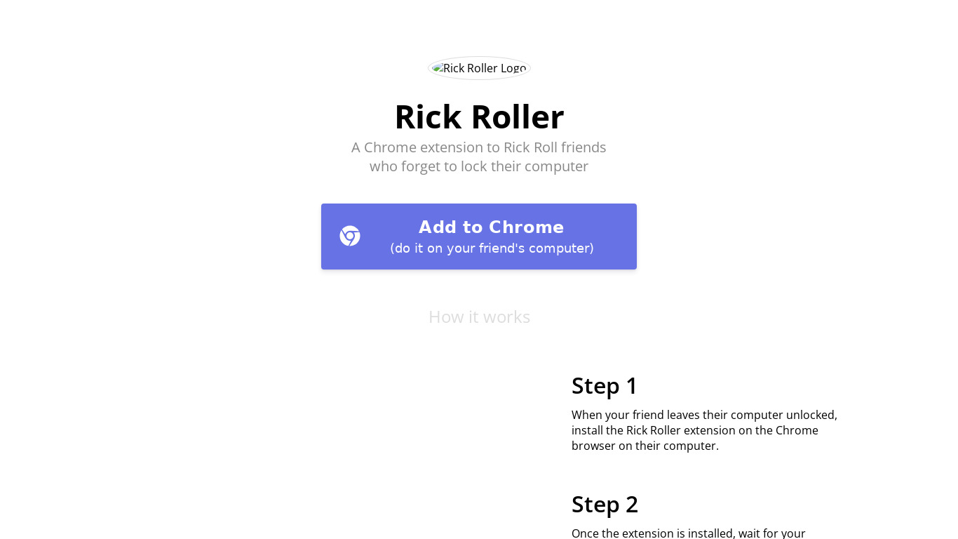 Rick Roller Landing page