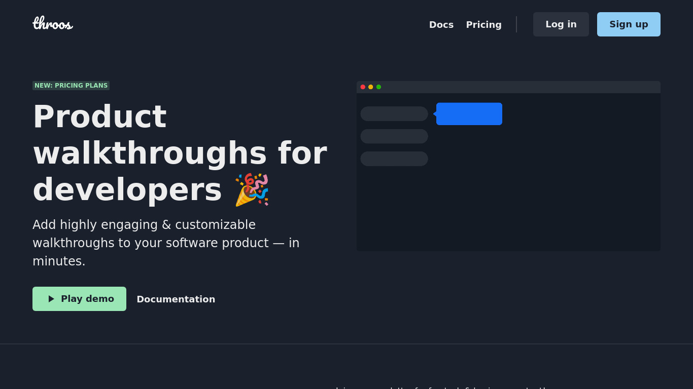 Throos Landing page