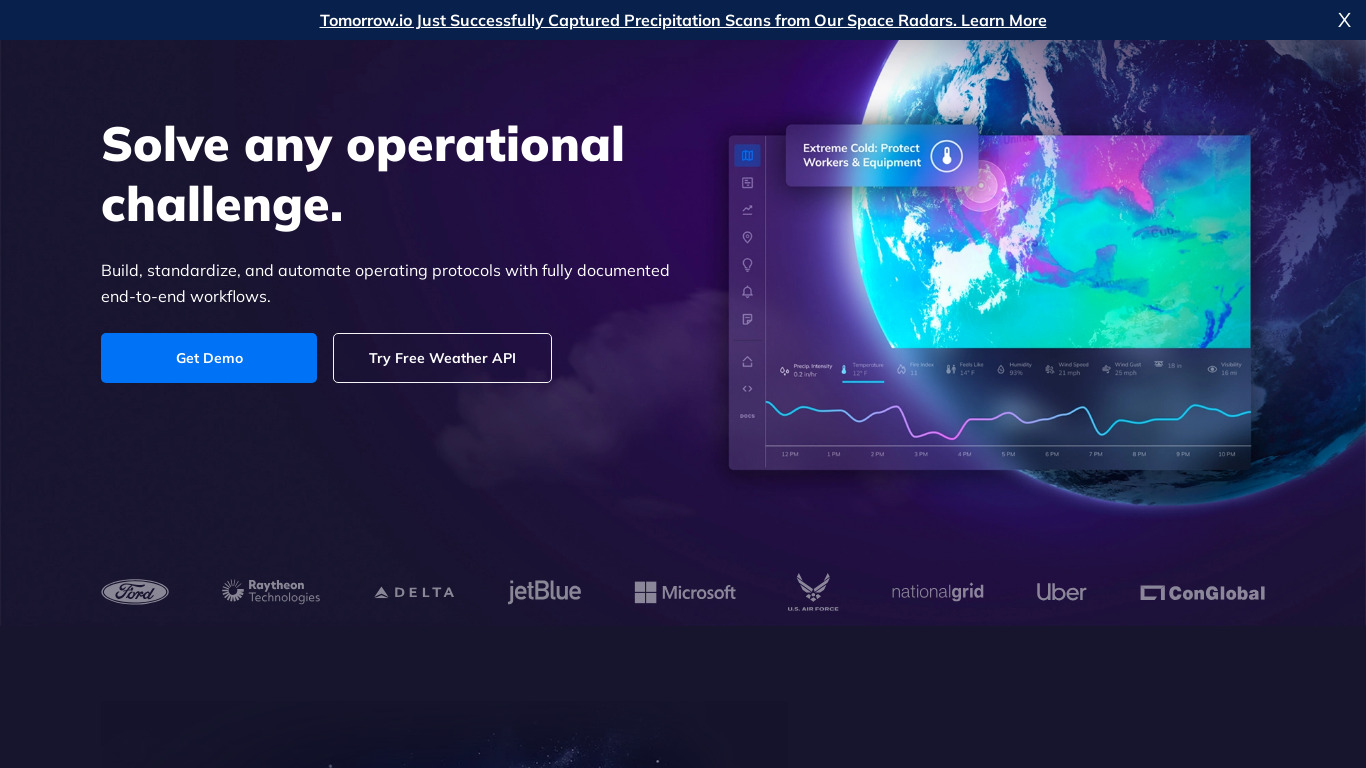 Weather by Tomorrow Landing page