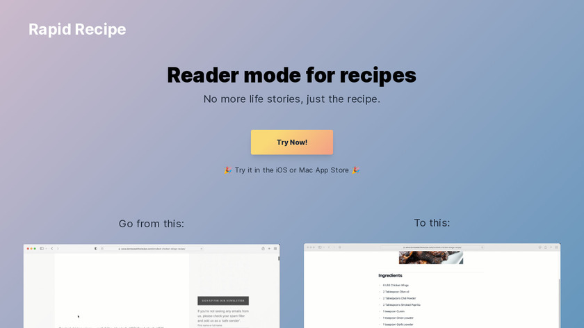 Rapid Recipe Landing Page