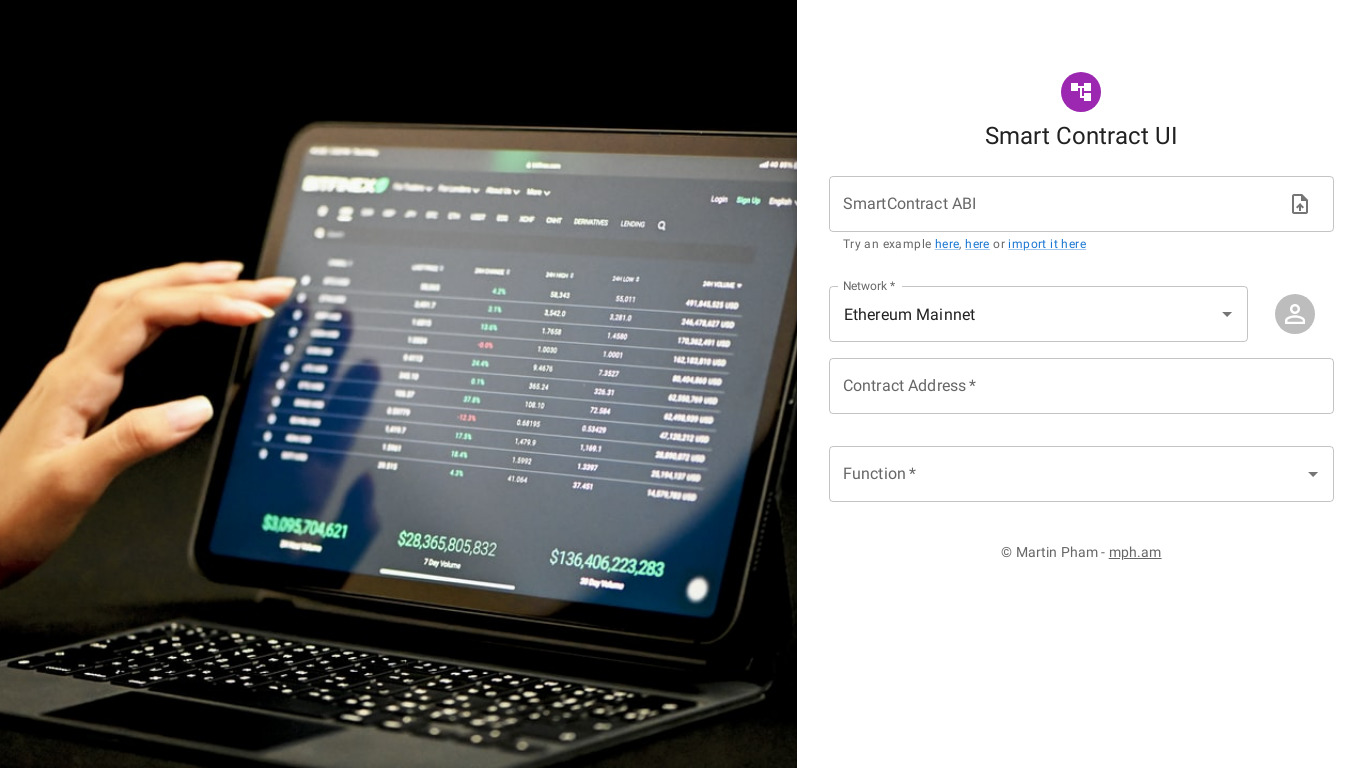 SmartContract UI Landing page