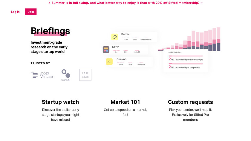 Pro Briefings by Sifted Landing Page