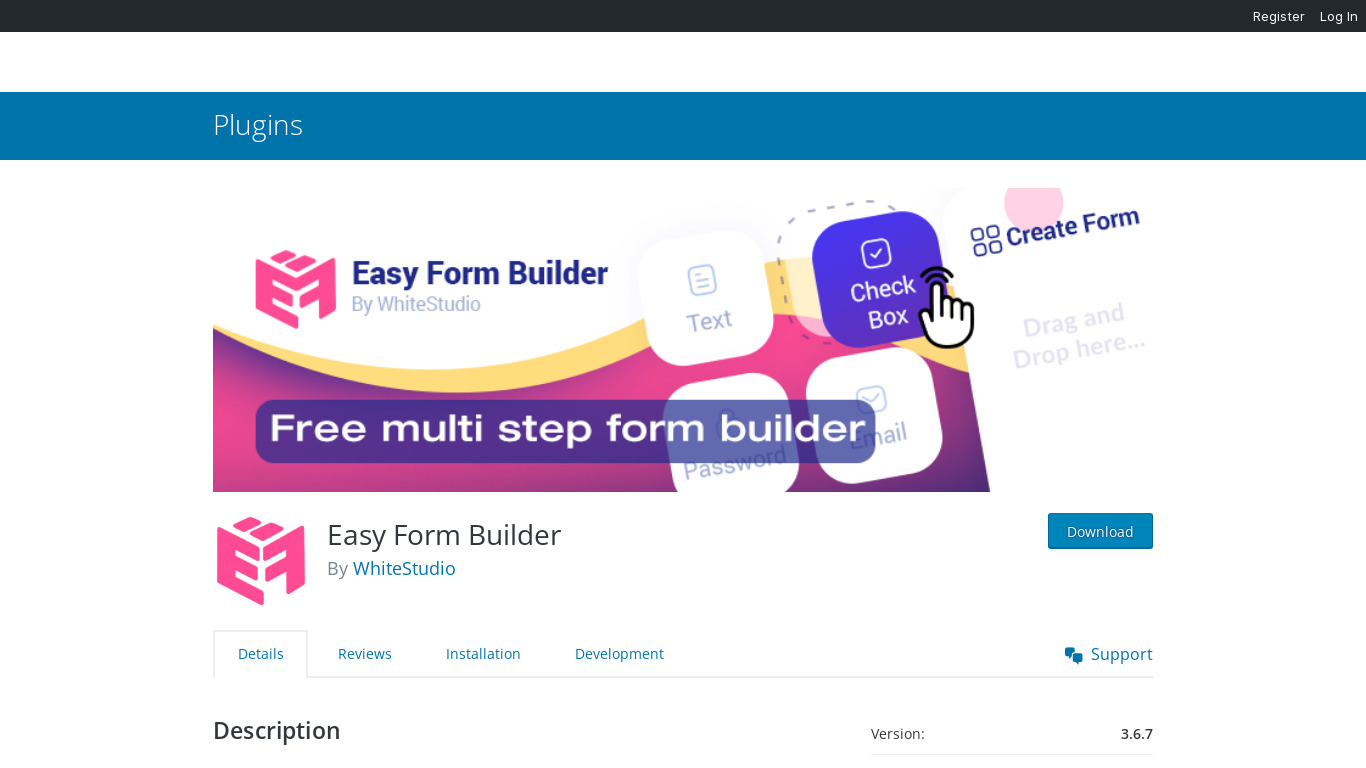 Easy Form Builder Landing page