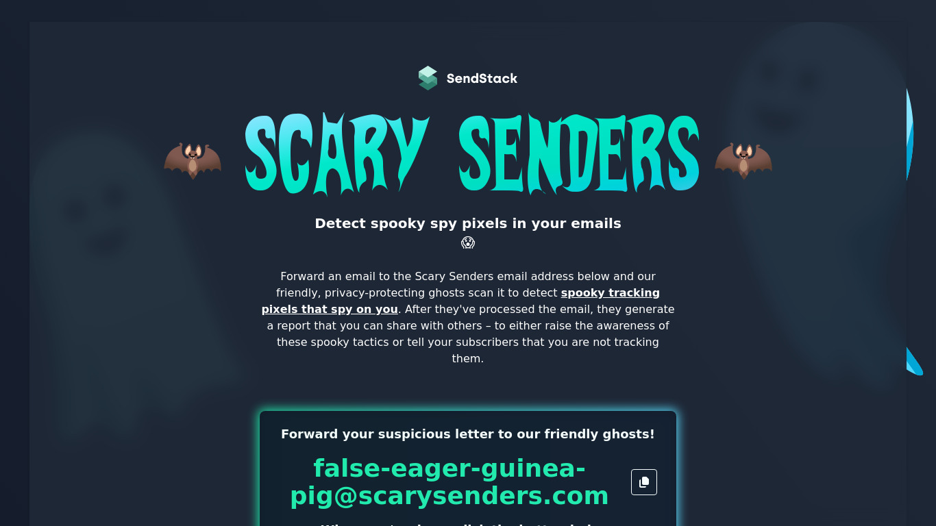 Scary Senders Landing page