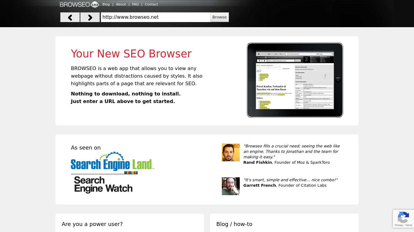 BROWSEO Landing page