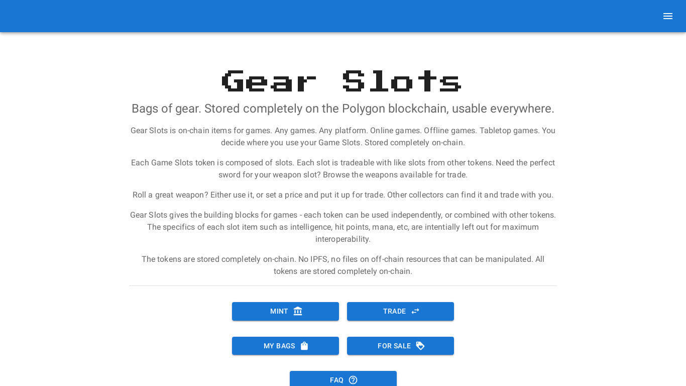 Gear Slots Landing page