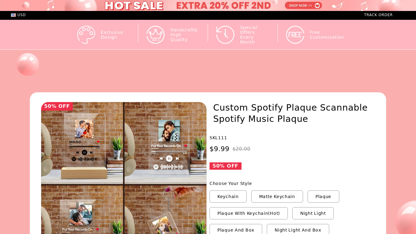 Spotify Plaques Landing page