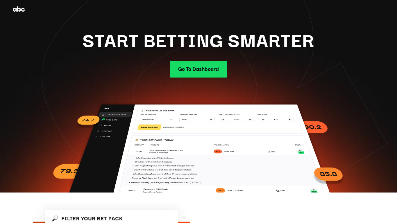 Andy's Bet Club Landing page