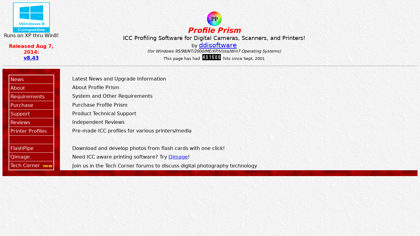 Profile Prism Landing page