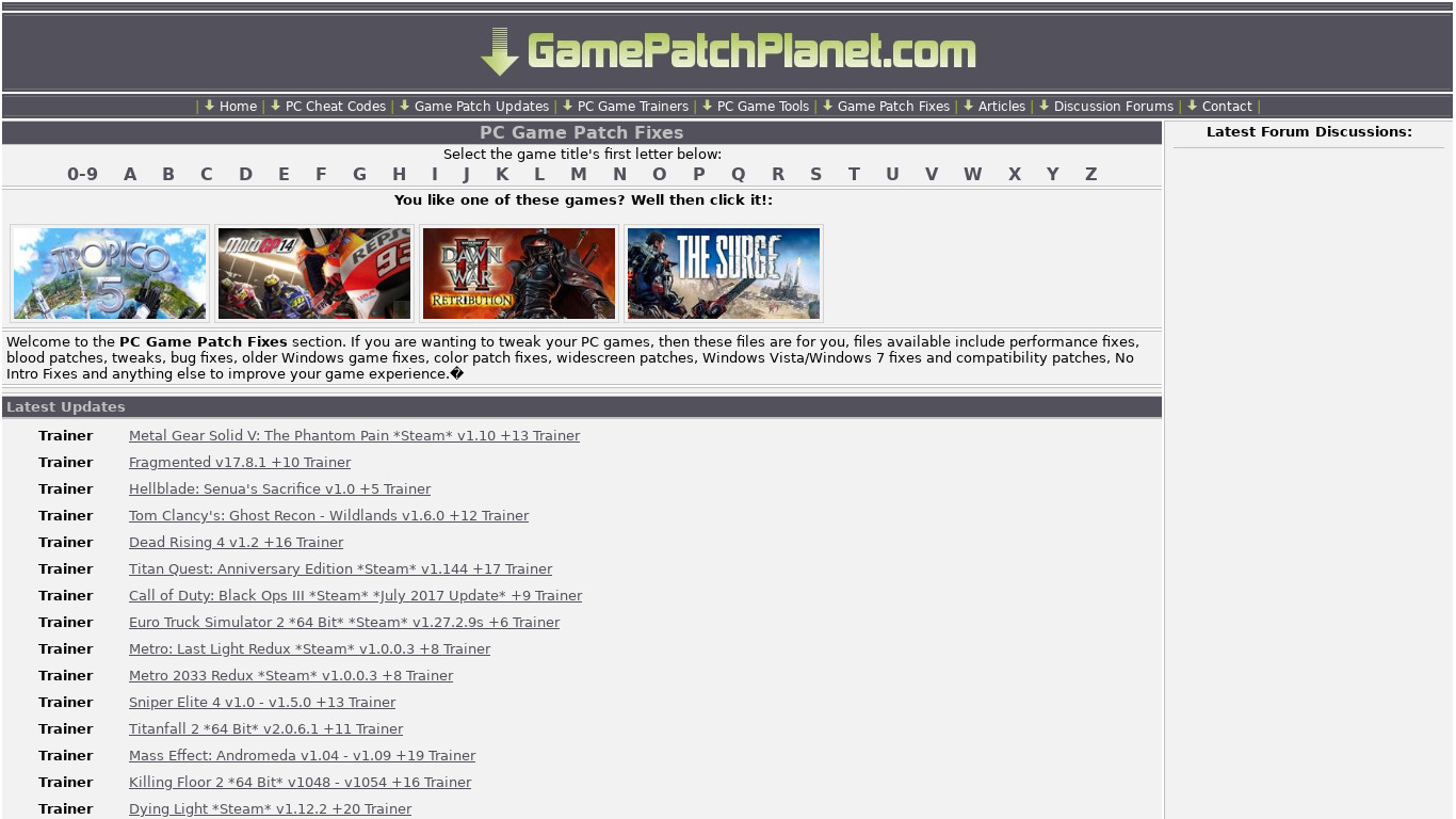 GamePatchPlanet Landing page