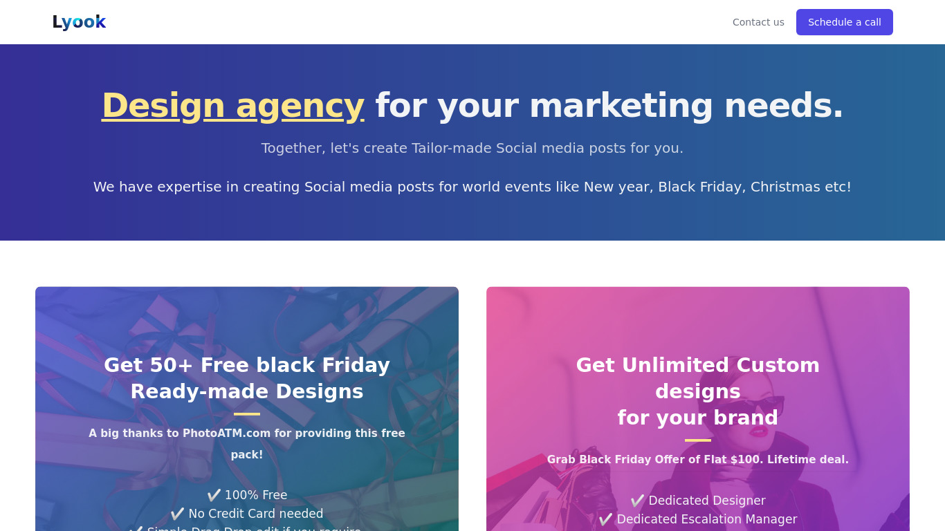 Free Black Friday Marketing Pack Landing page