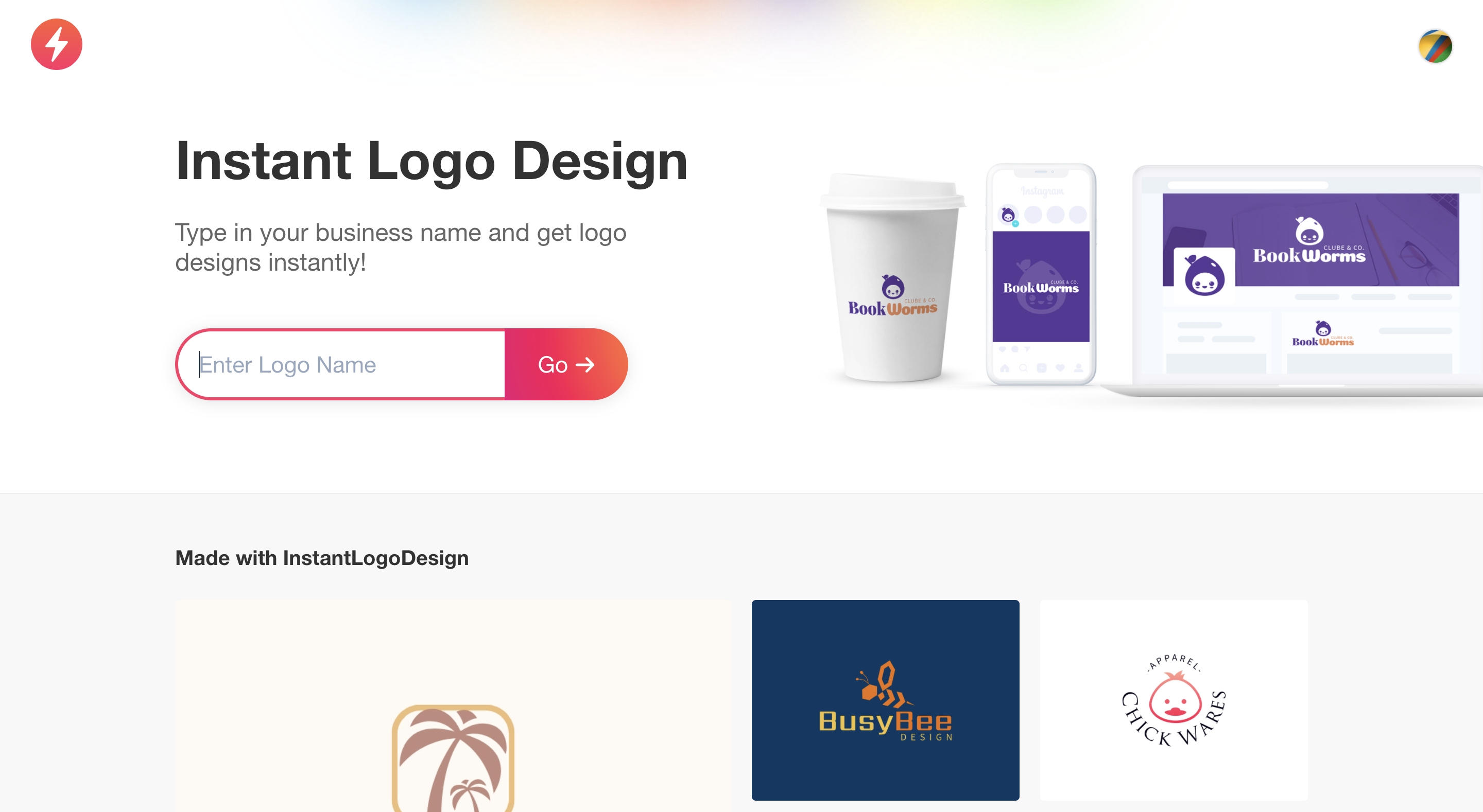 Instant Logo Design Landing page