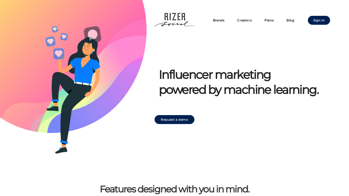 Rizer Social Landing page