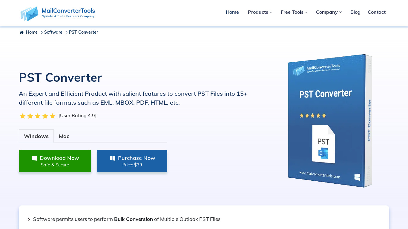 MCT PST Converter Tool Landing page