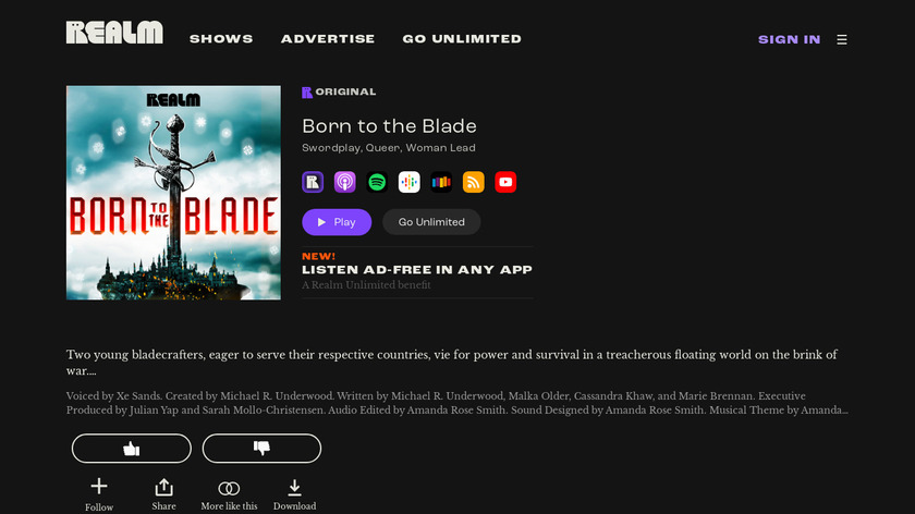 Born to the Blade Landing Page
