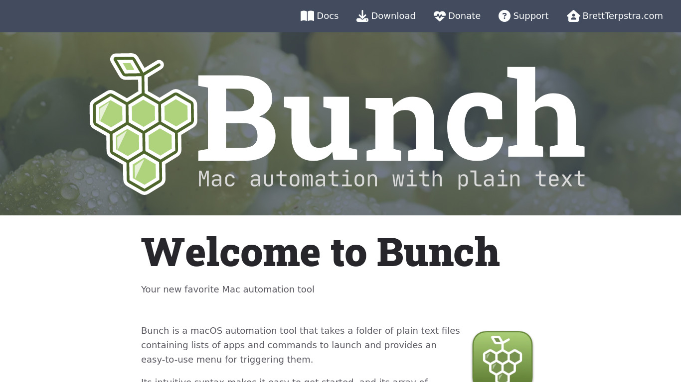 Bunch by Brett Terpstra Landing page