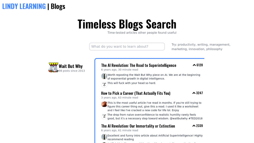 Timeless Blogs Search Landing Page