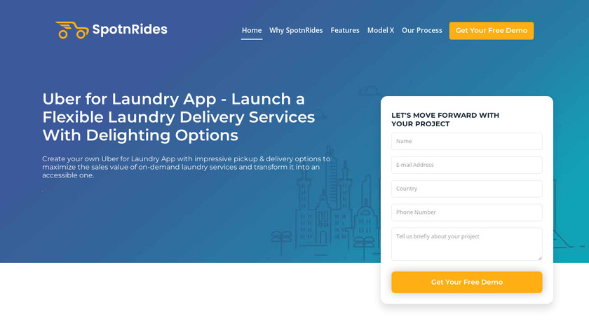 SpotnRides On-Demand Laundry App Landing Page