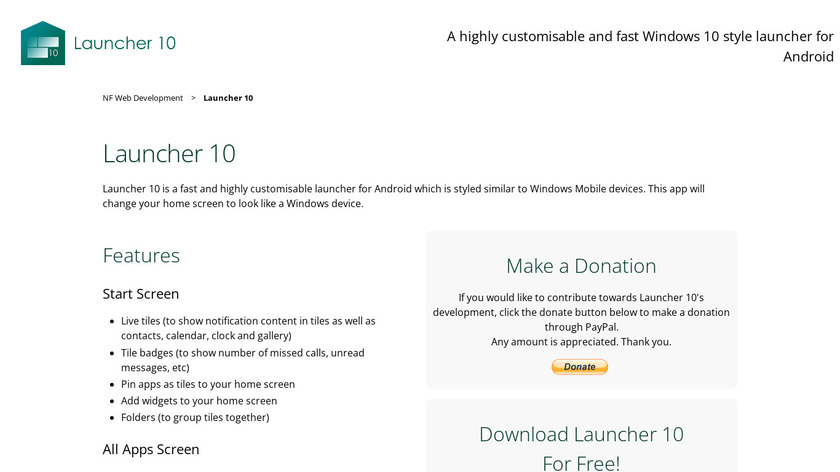 Launcher 10 Landing Page