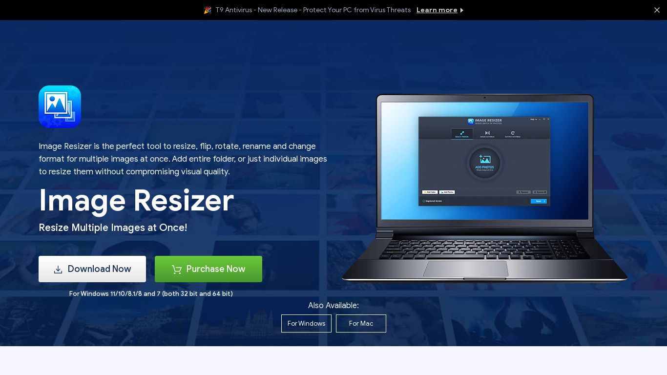 Image Resizer – Resize Photos Landing page