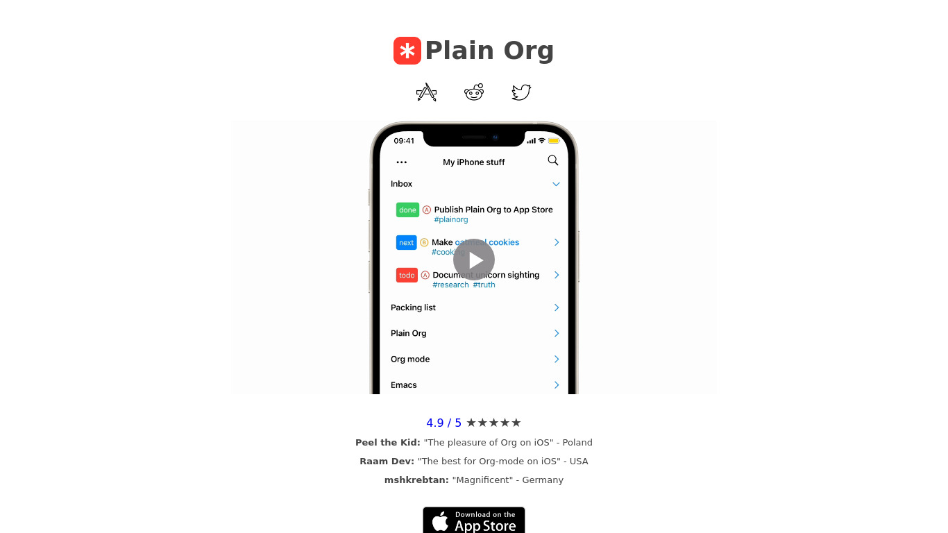 Plain Org Landing page