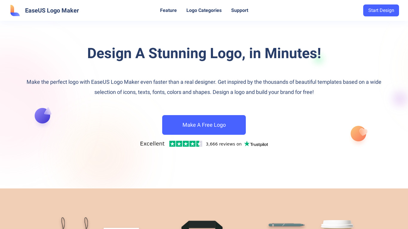 EaseUS Logo Maker Landing page