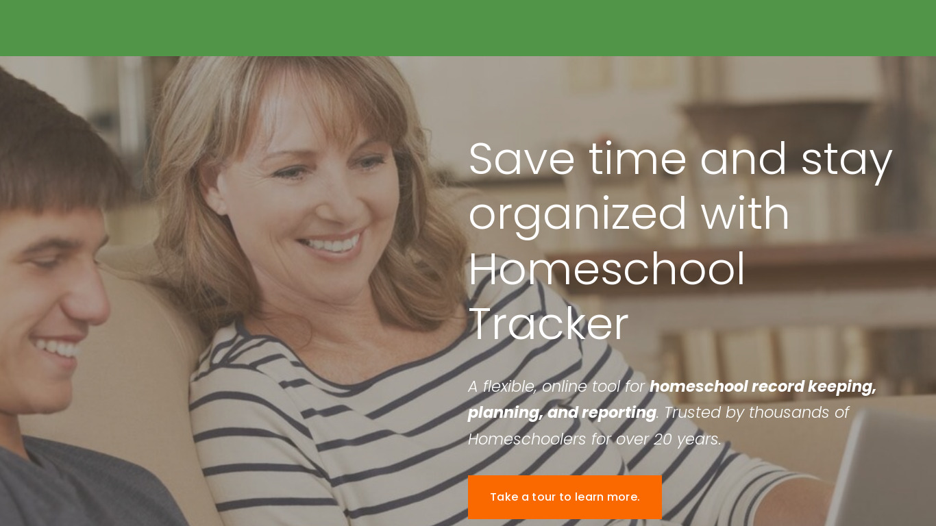 Homeschool Tracker Landing page