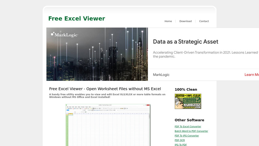 Free Excel Viewer Landing Page