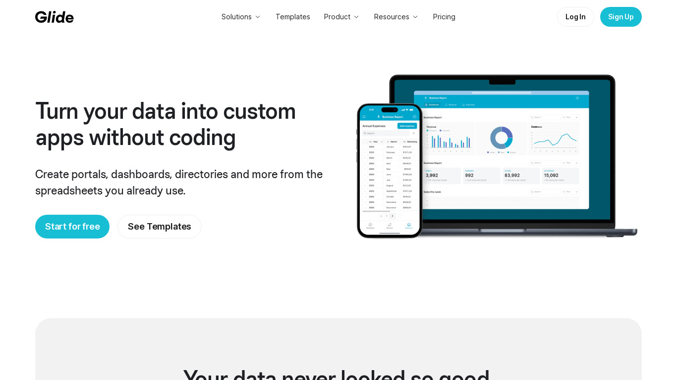 Glide Pages Landing page
